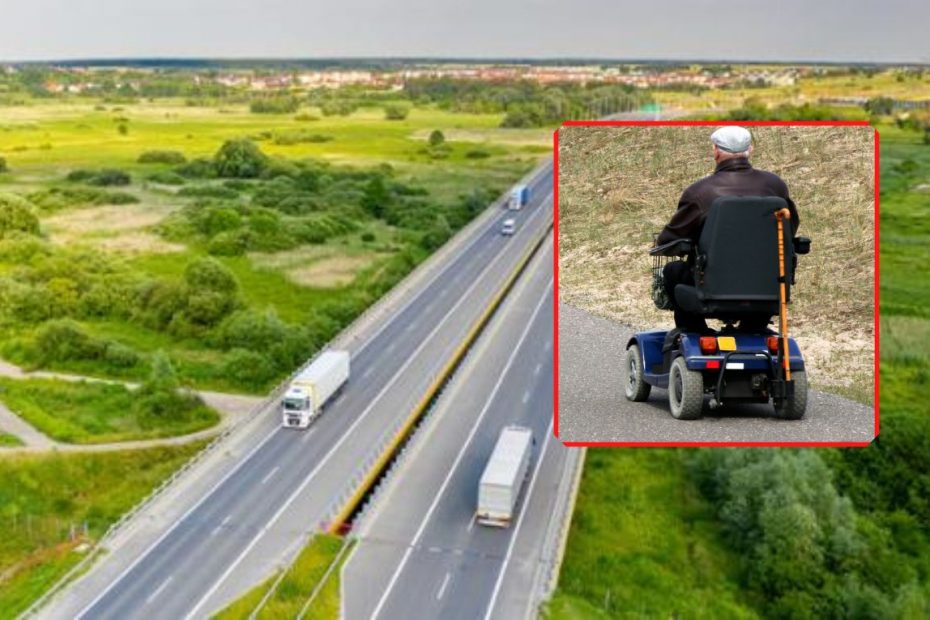 Pijany mężczyzna jechał wózkiem inwalidzkim po drodze ekspresowej