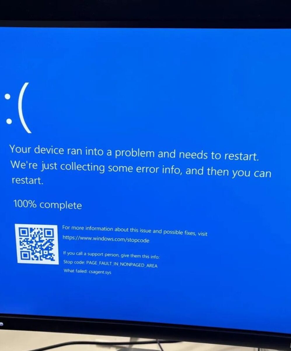 Globalna awaria Microsoftu, niebieski ekran