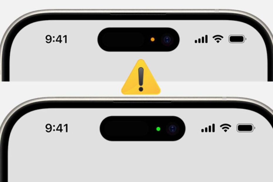 Zielona i pomarańczowa kropka na telefonie.