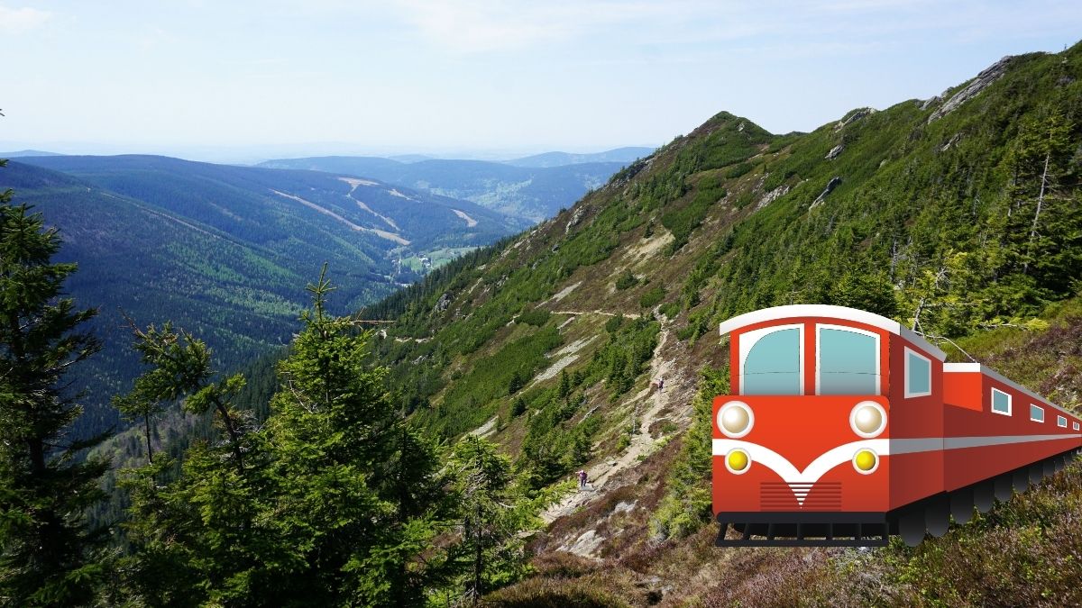 tunel łączący Polskę z Czechami Foto: Góry i symbol pociągu