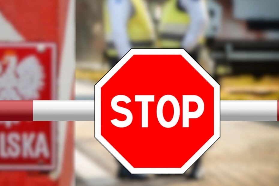 Wjazd do Polski z Niemiec od 7 lipca 2025 roku. Na zdjęciu zamknięty szlaban ze znakiem stop na polskiej granicy