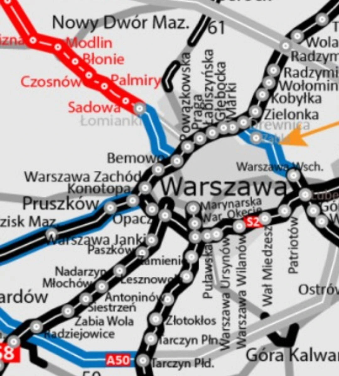 Wschodnia Obwodnica Warszawy Foto: mapa obwodniecy Warszawy