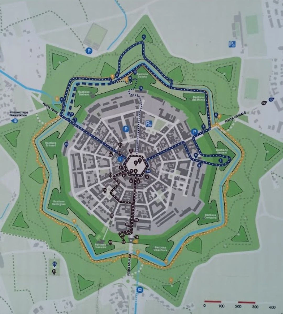 Miasto w kształcie gwiazdy Foto: mapa miasta Palmanova