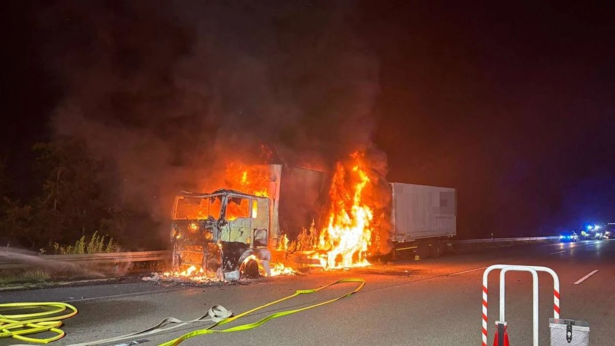 Ciężarówka z 600 litrami oleju napędowego stanęła w płomieniach