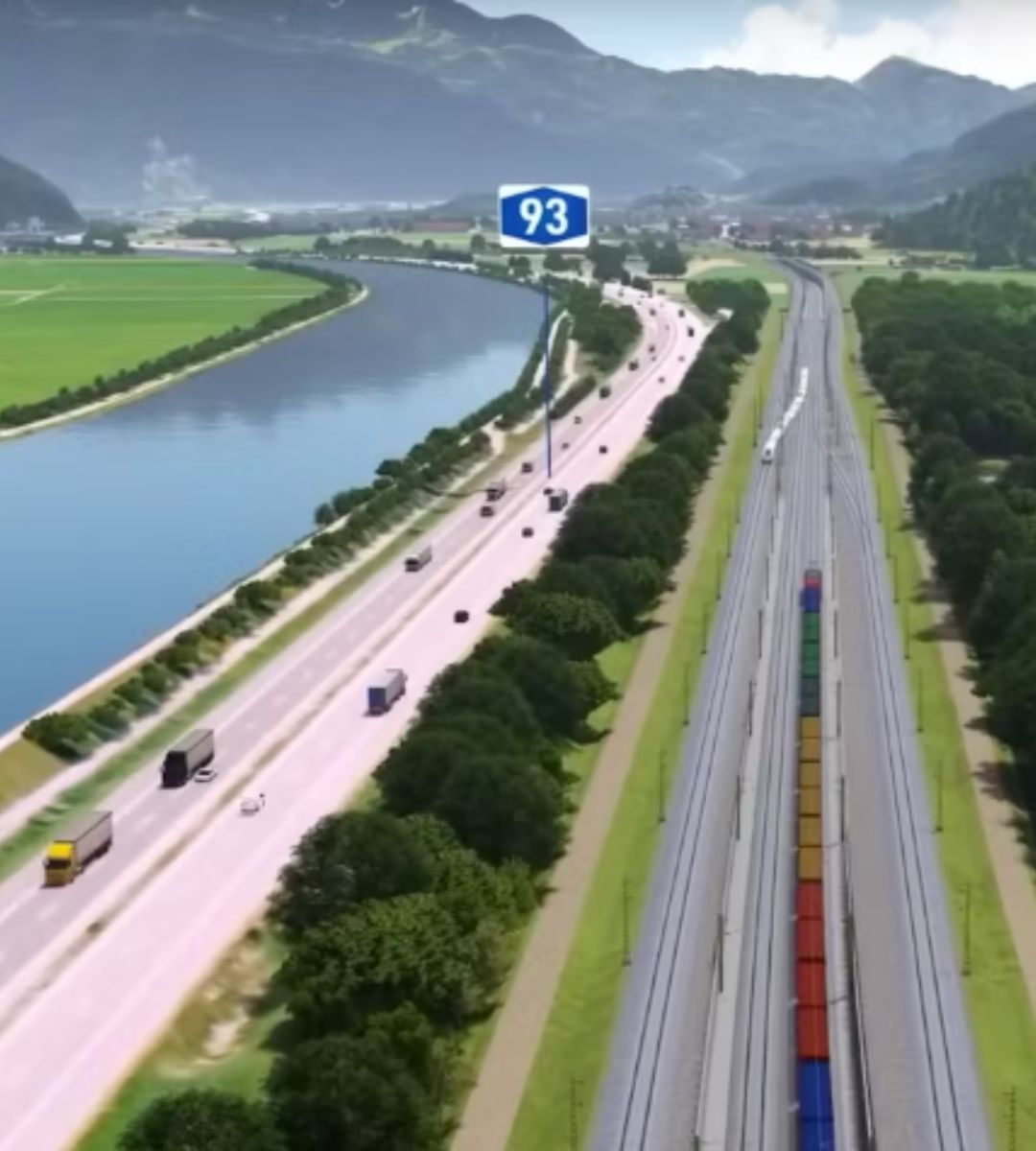Najdłuższy tunel kolejowy świata Foto: linia kolejową biegnącą przez dolinę Innu