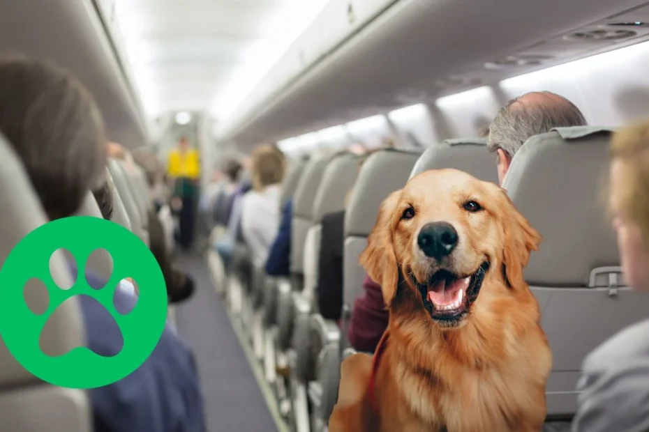 Duże psy mogą podróżować w kabinie samolotu Foto Duży pies w kabinie samolotu