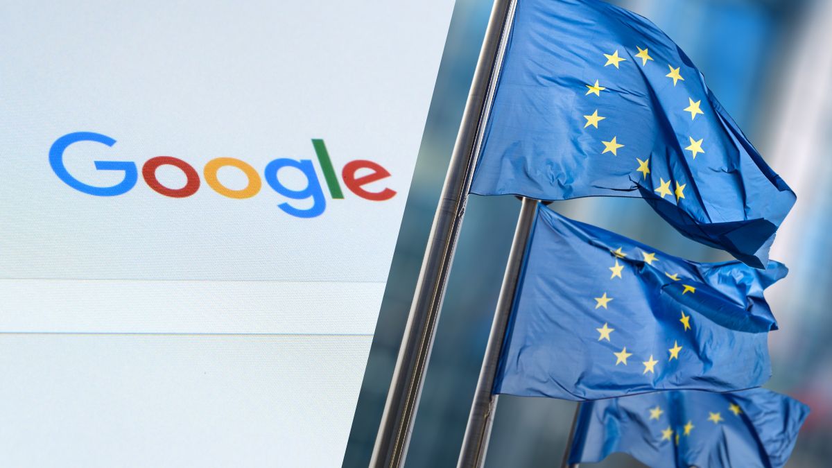 Komisja Europejska wszczyna dochodzenie w sprawie Google. zdjęcie google i flagi unii europejskiej