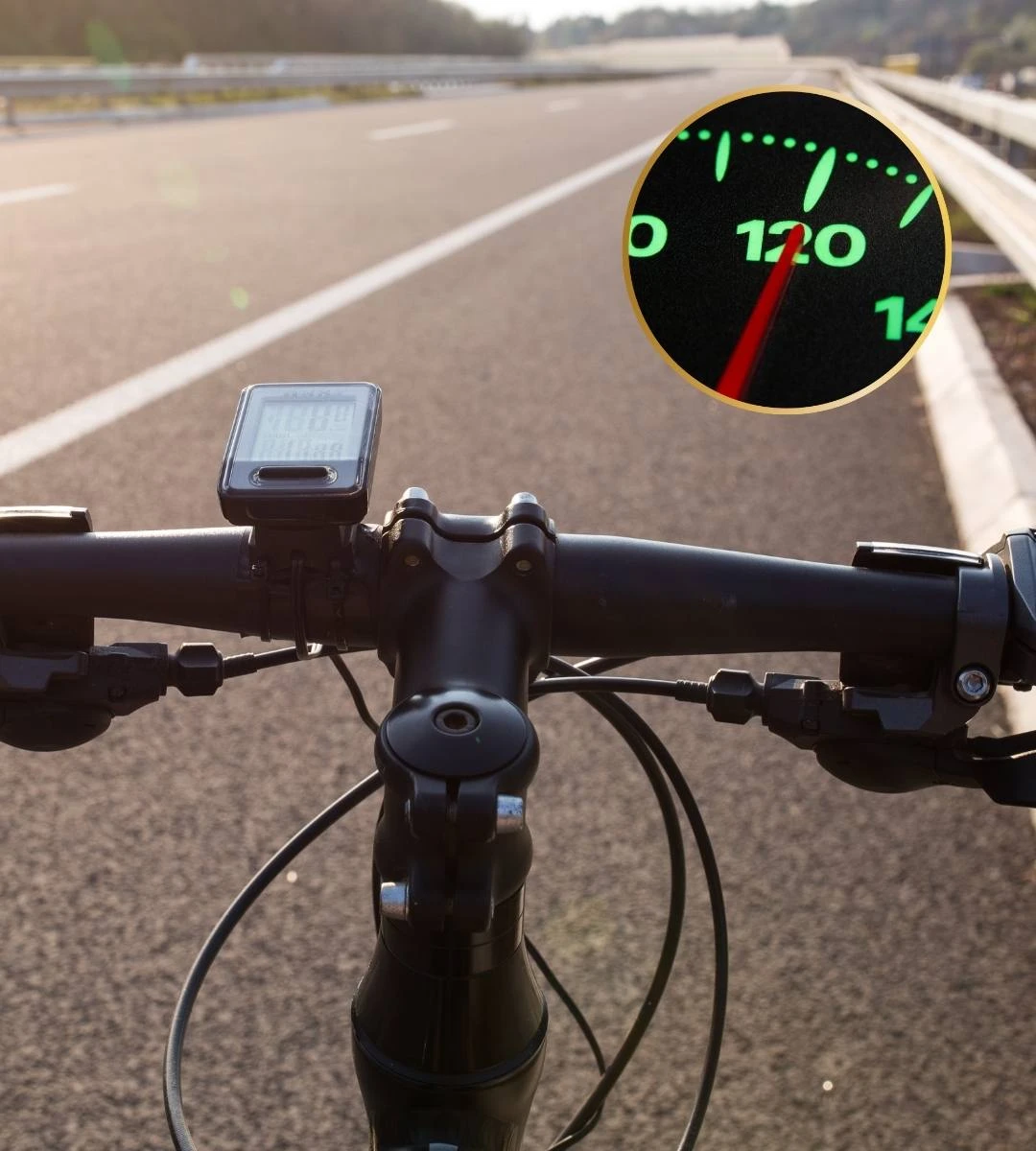 Nastolatek na zmodyfikowanym rowerze pędzi po autostradzie