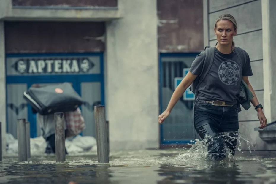 wielka woda polski serial. zdjęcie główna postać w zalanym mieście