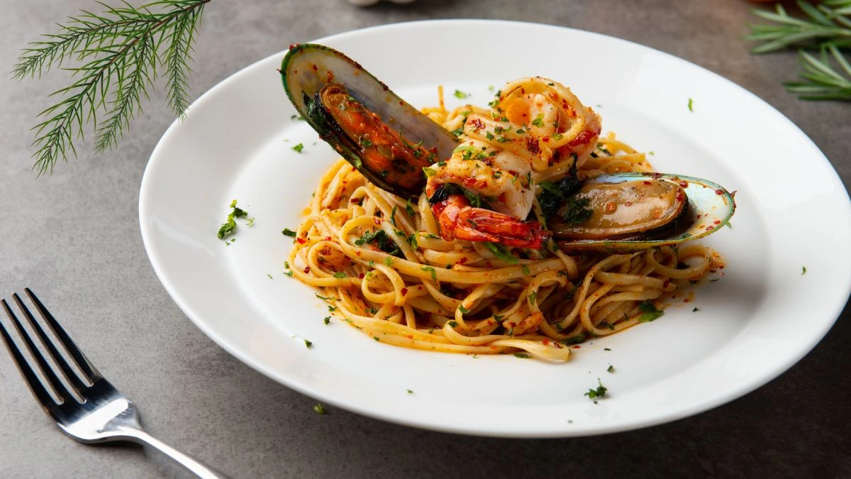 Spaghetti z owocami morza