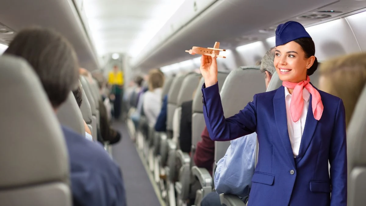 Najpiękniejsze stewardessy świata Foto: Stewardessa w samolocie w eleganckim uniformie
