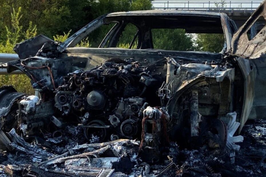 Pożar samochodu na niemieckiej A61